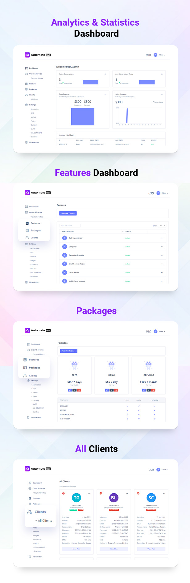 AutomateMail - Subdomain-Based SaaS Script For Email Marketing & SMS Marketing (Multitenancy)